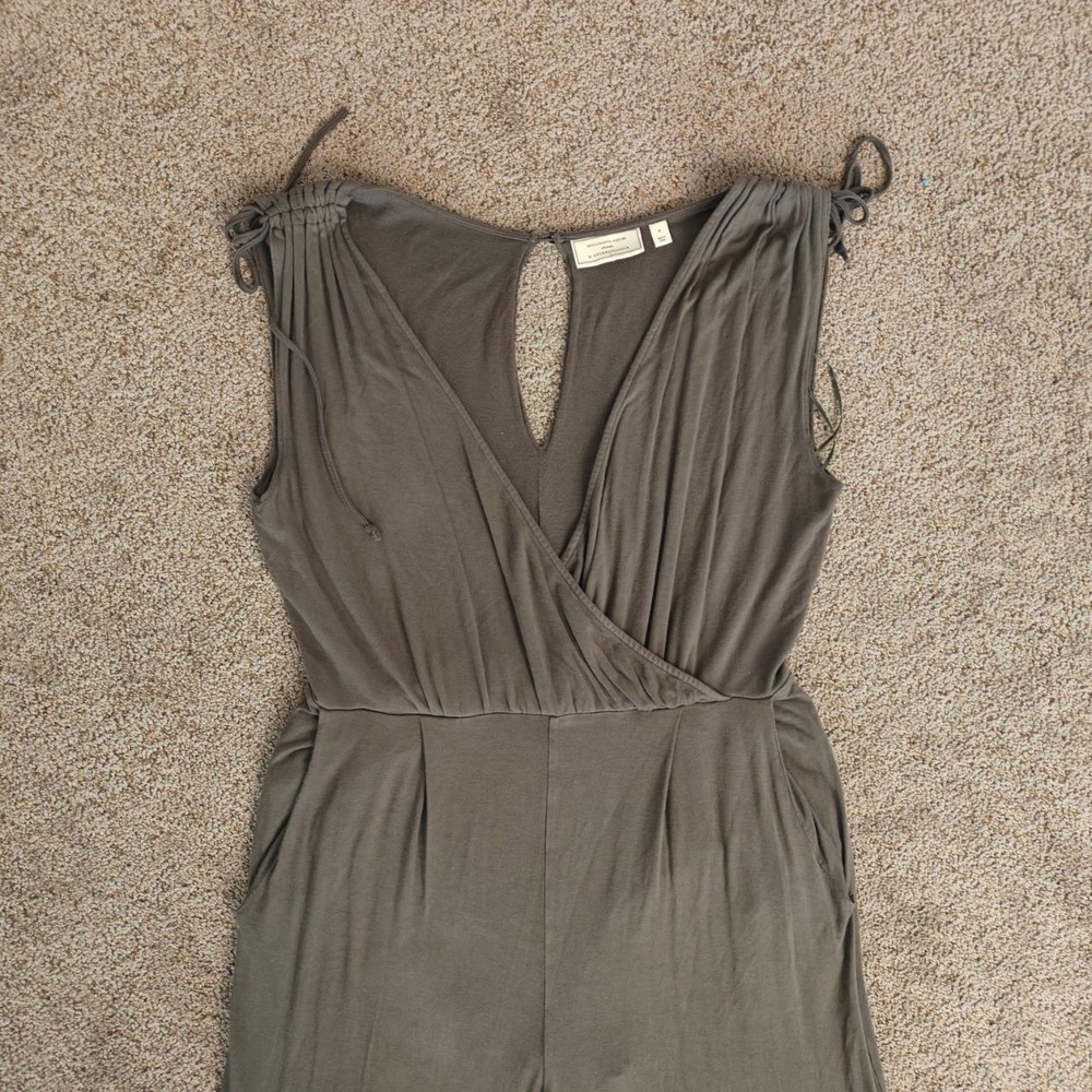 Anthropologie Moulinette Soeurs Olive Green Wide Leg Jumpsuit M  Stretch - Picture 3 of 13